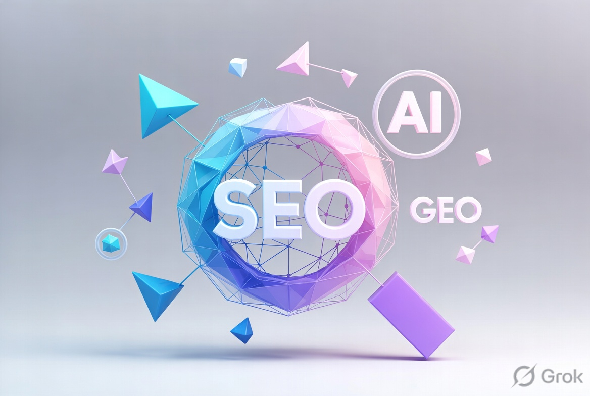 AI Powered SEO - Laptop with futuristic visualization